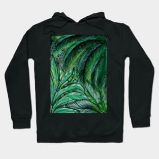 ABSTRACT EMERALD PALMS Hoodie